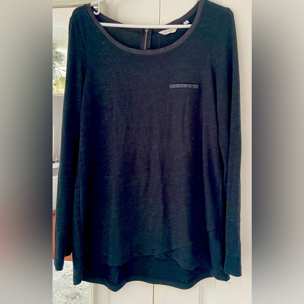 REITMANS Black and Green Long  Sleeve Tunic Sweater M
